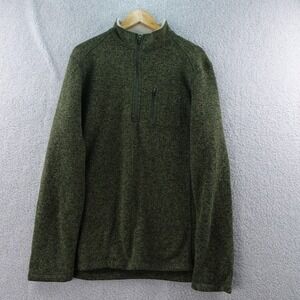 Woolrich Mens XL 1/4 Zip Pullover Fleece Olive Green Mock Neck Sweater‎
